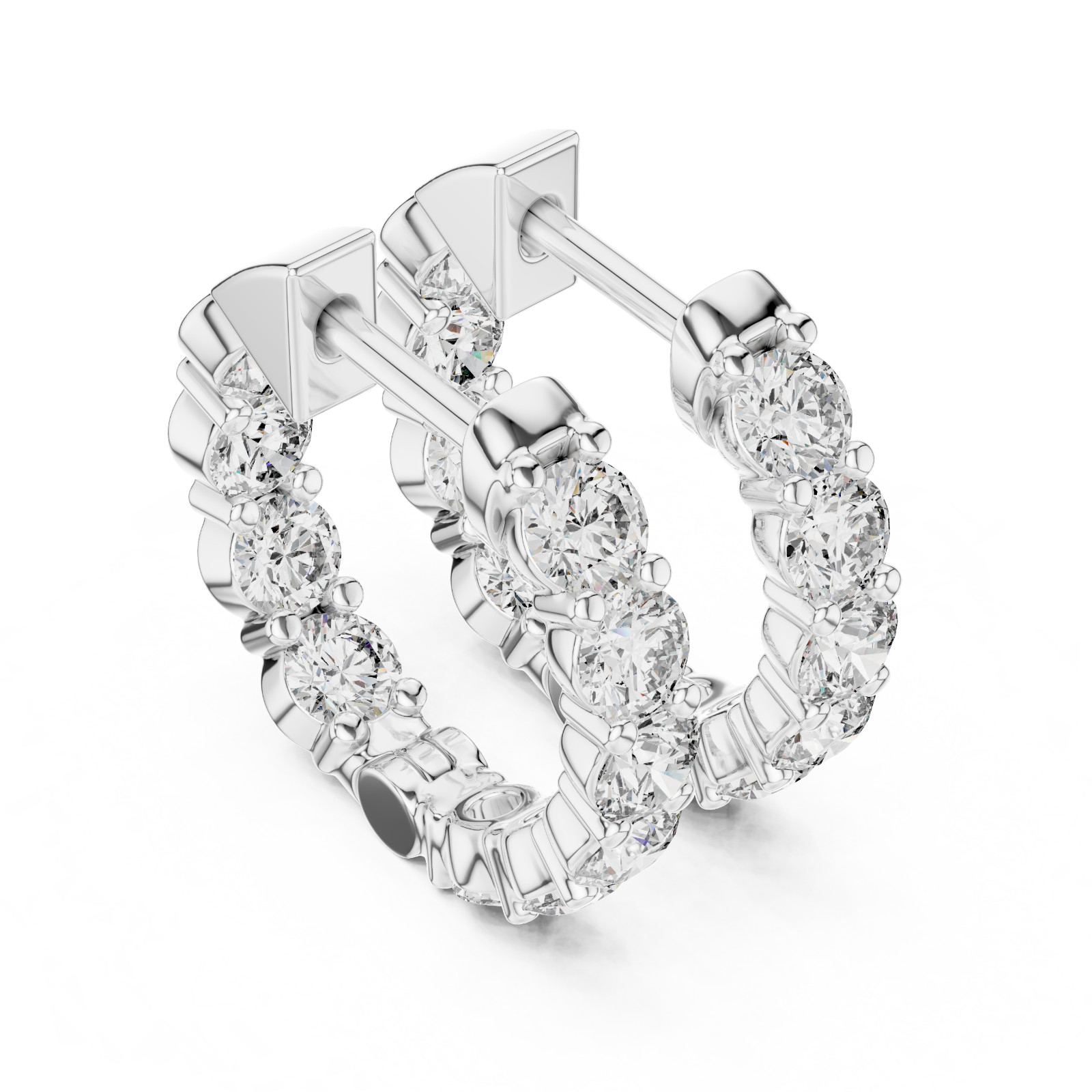 Lab Created Genuine Diamond Hoop Earrings in 925 Solid Sliver