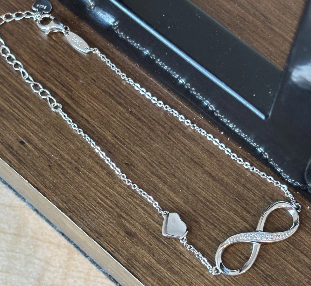 925 bracelet Infinity Heart Birthday Charm Link / Fits Size 7-9 In Wrist