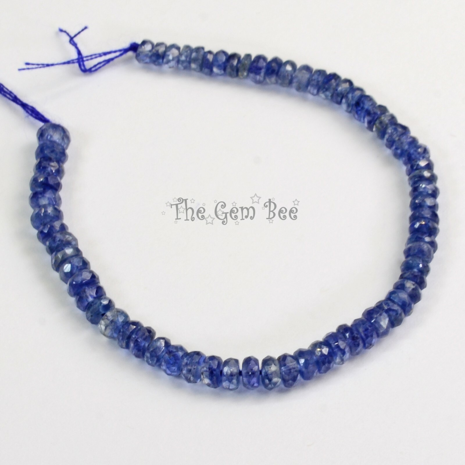 3.5mm-4.2mm Sapphire Blue Kyanite Faceted Rondelle Beads 5 inch strand