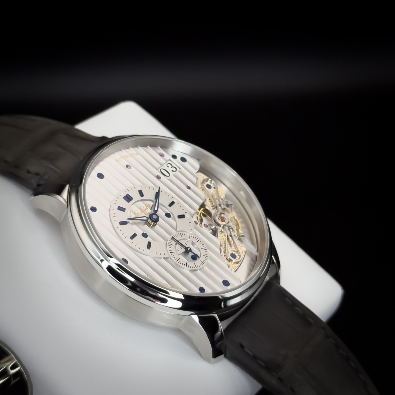 Glashütte Original PanoMaticInverse 1-91-02-02-02-30. 42mm. Steel. Full Set.