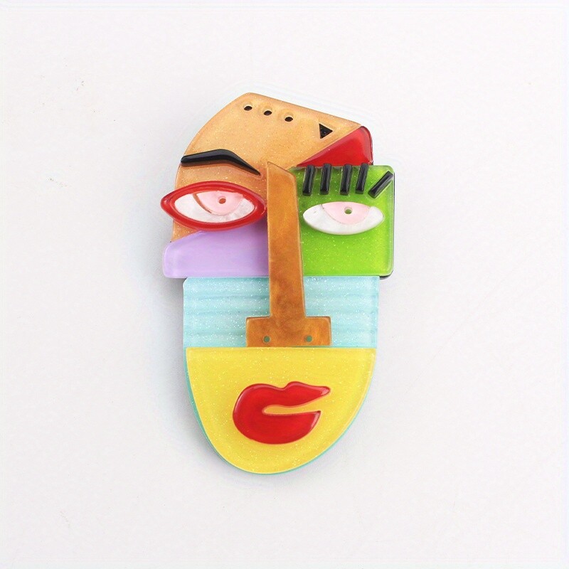 Acrylic Acetate Plate Picasso Abstract Figure Portrait Brooch Accessories