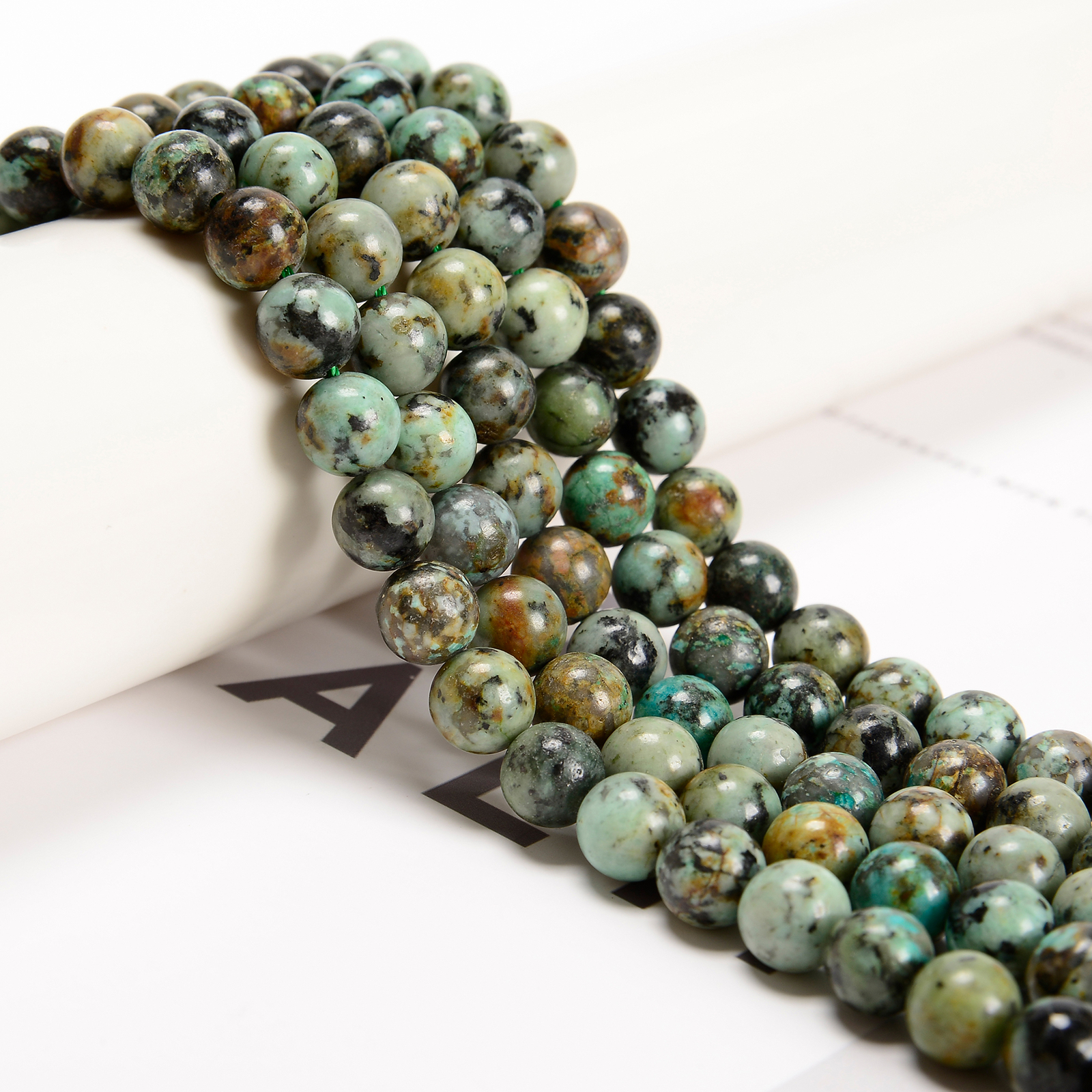 African Turquoise Smooth Round Beads 4mm 6mm 8mm 10mm 12mm 15.5″ Strand