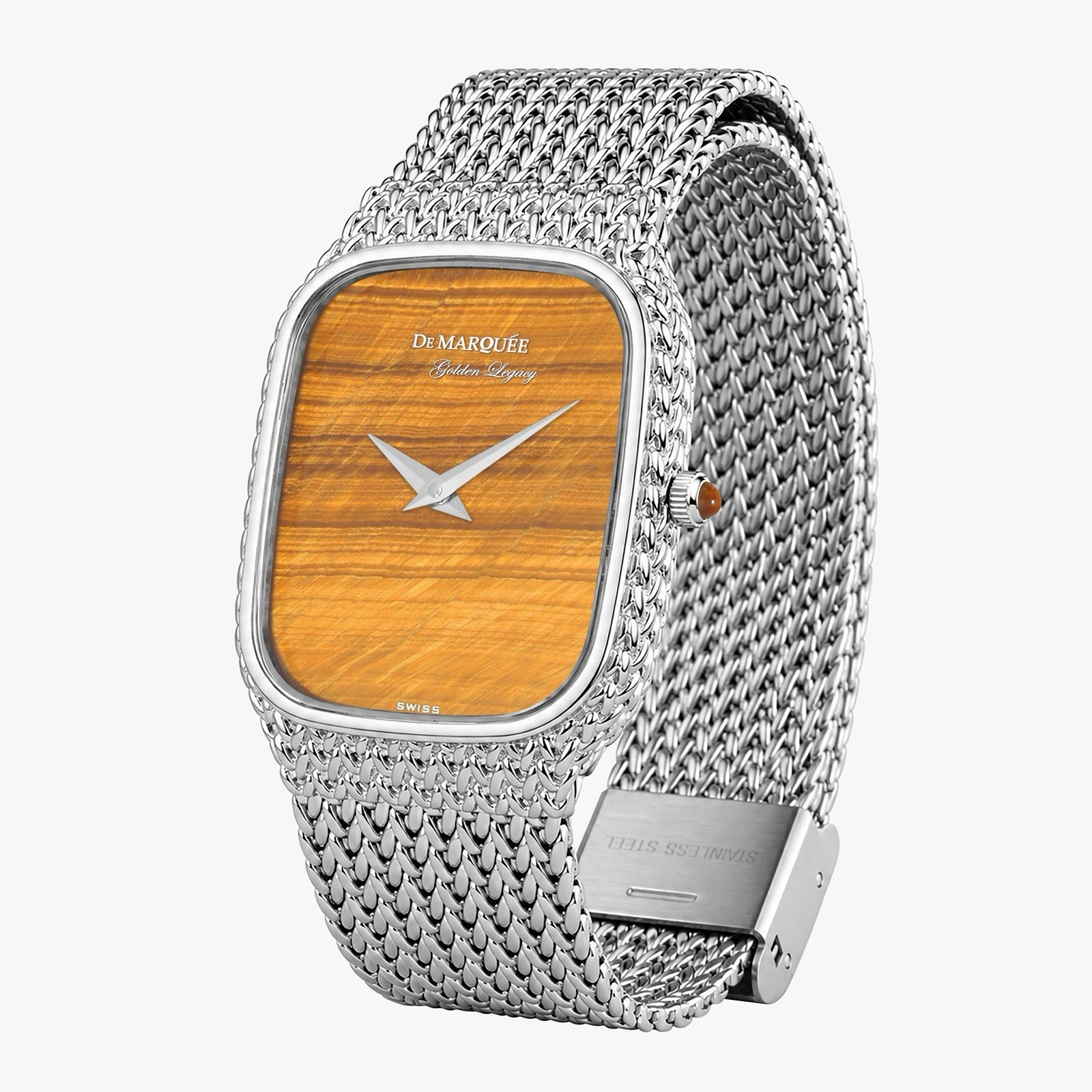 De Marquée Golden Horizon Tiger Eye Dial Sterling Silver Swiss Quartz Limited 75