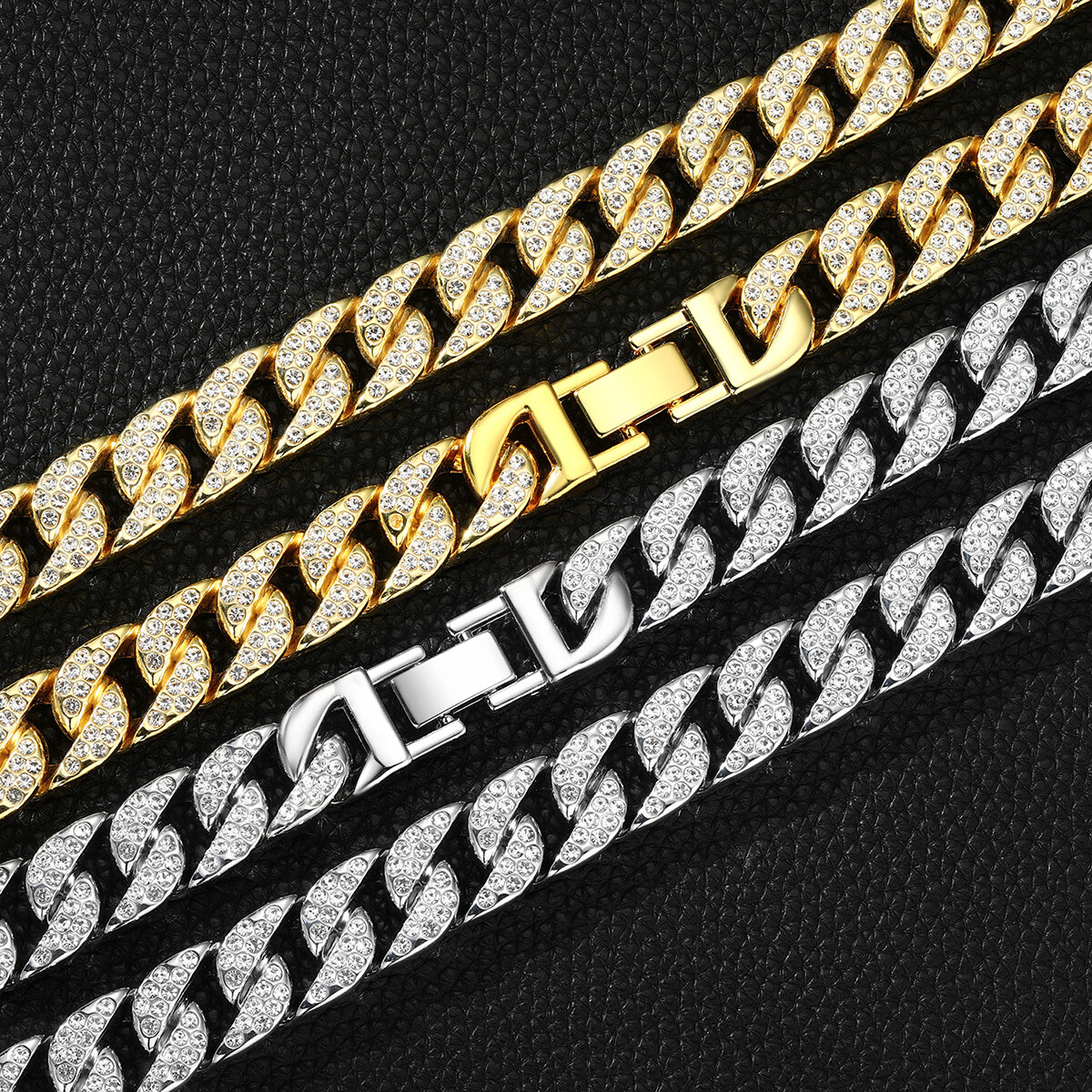 Men’s 14MM Gold Plated Heavy Iced CZ Out Miami Cuban Link Bracelet Or Chain