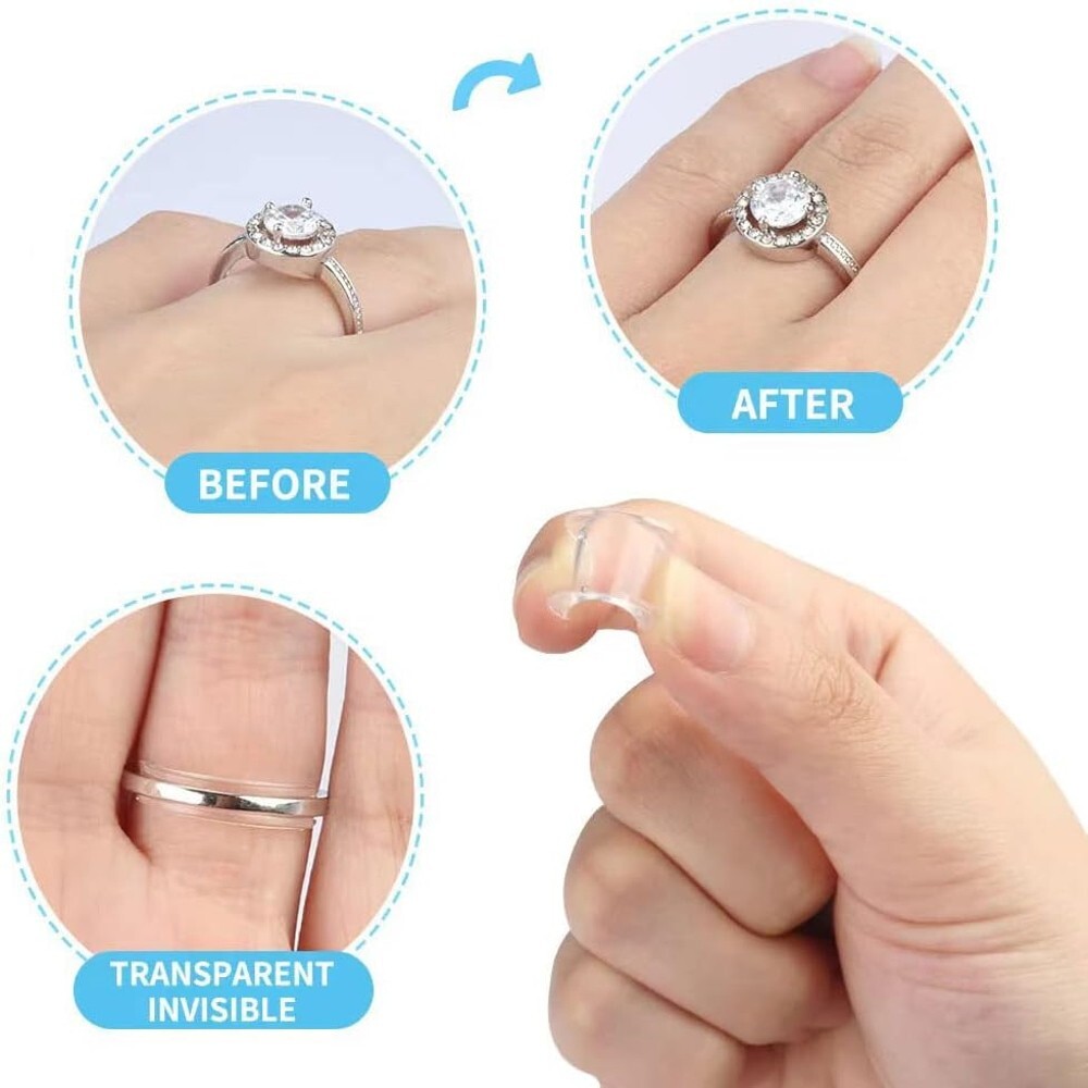 8pcs Different Sizes Invisible Transparent Ring Sizer Adjuster for Loose Rings