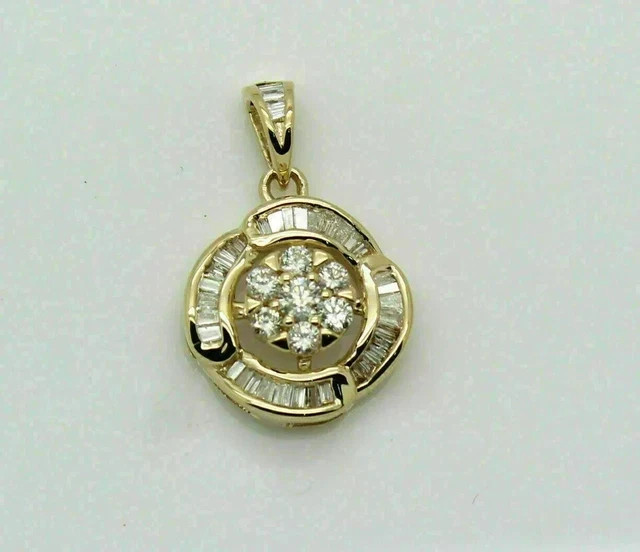 2.00Ct Round Cut Moissanite Flower Pendant 14K Yellow Gold Plated 18″ Free Chain