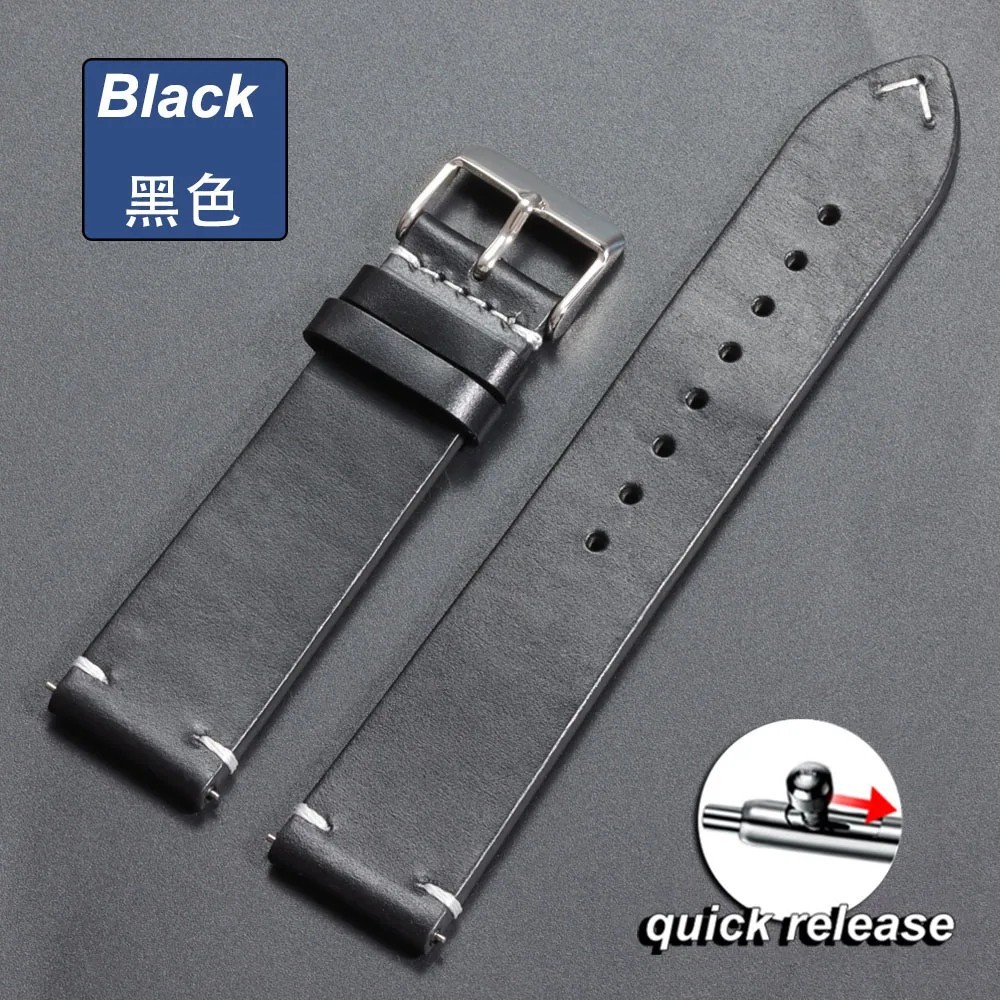 Vintage Leather Watch Band 18mm 20mm 22mm 24mm Universal Stitching Strap