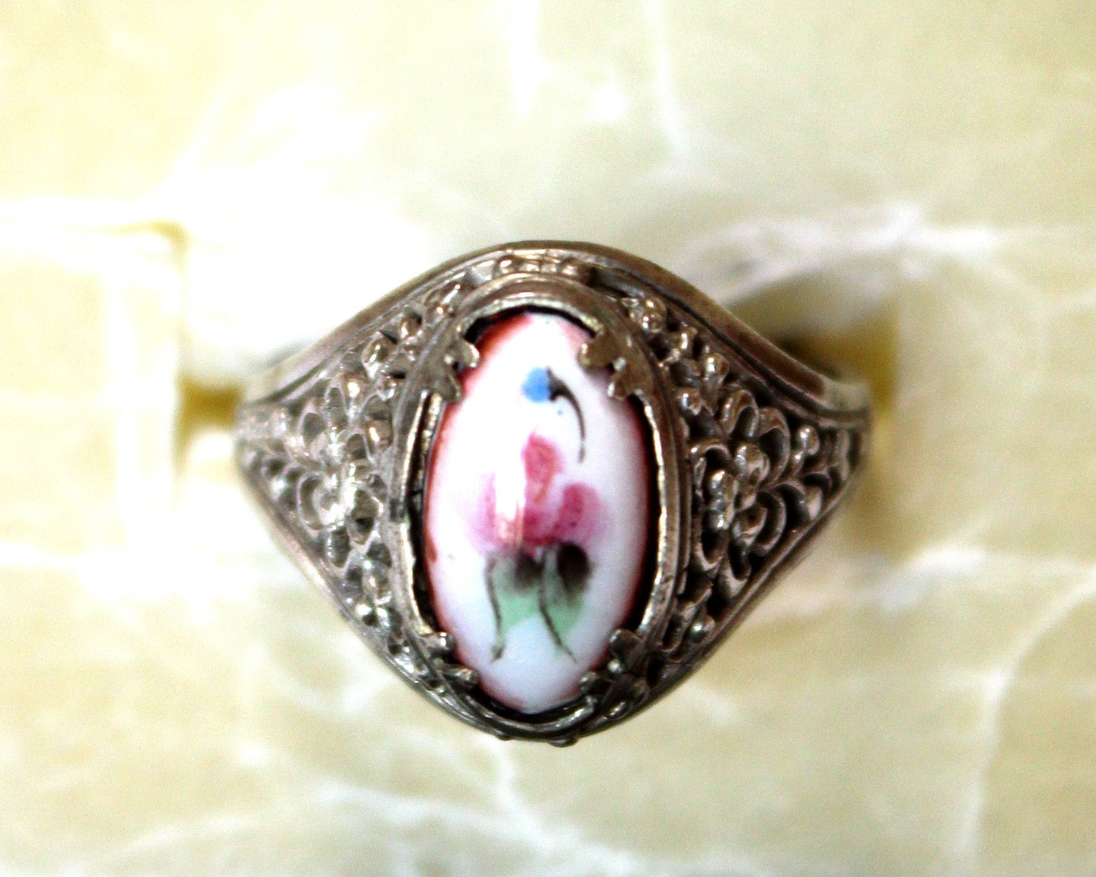 Vintage Russian Hand Painted Enamel Rings 4 Variation Finift Technique #77,83,95