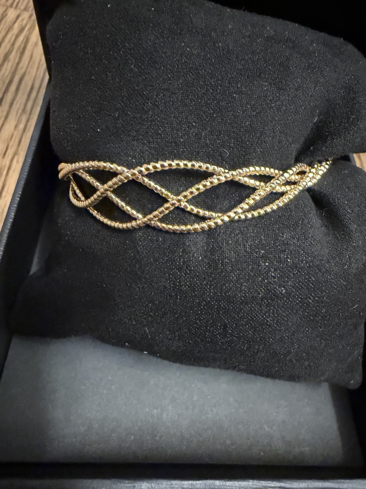 14-karat Gold Interlaced Braided Cuff Bracelet, Metal, Asymmetrical