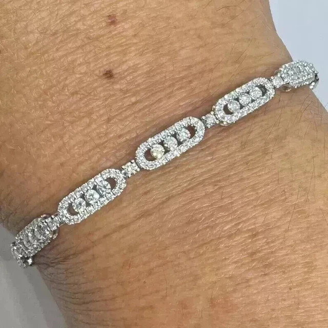14K White Gold Plated 5Ct Round Cut Lab Created Diamond Women’s Tennis Bracelet