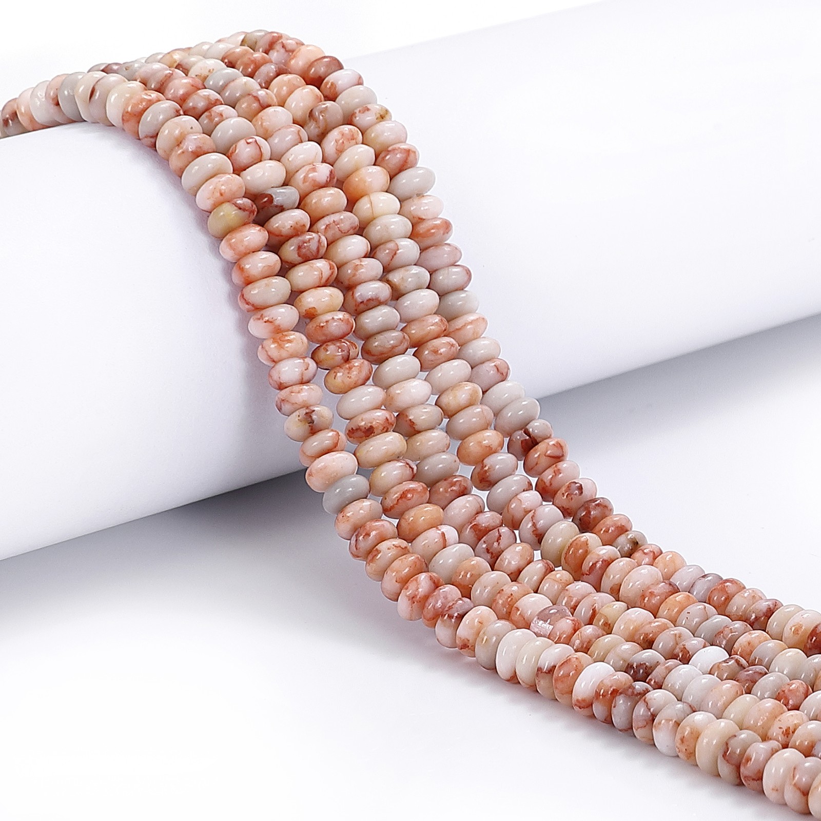 Natural Red Silk Stone Web Jasper Smooth Rondelle Beads Size 4x6mm 15.5” Strand