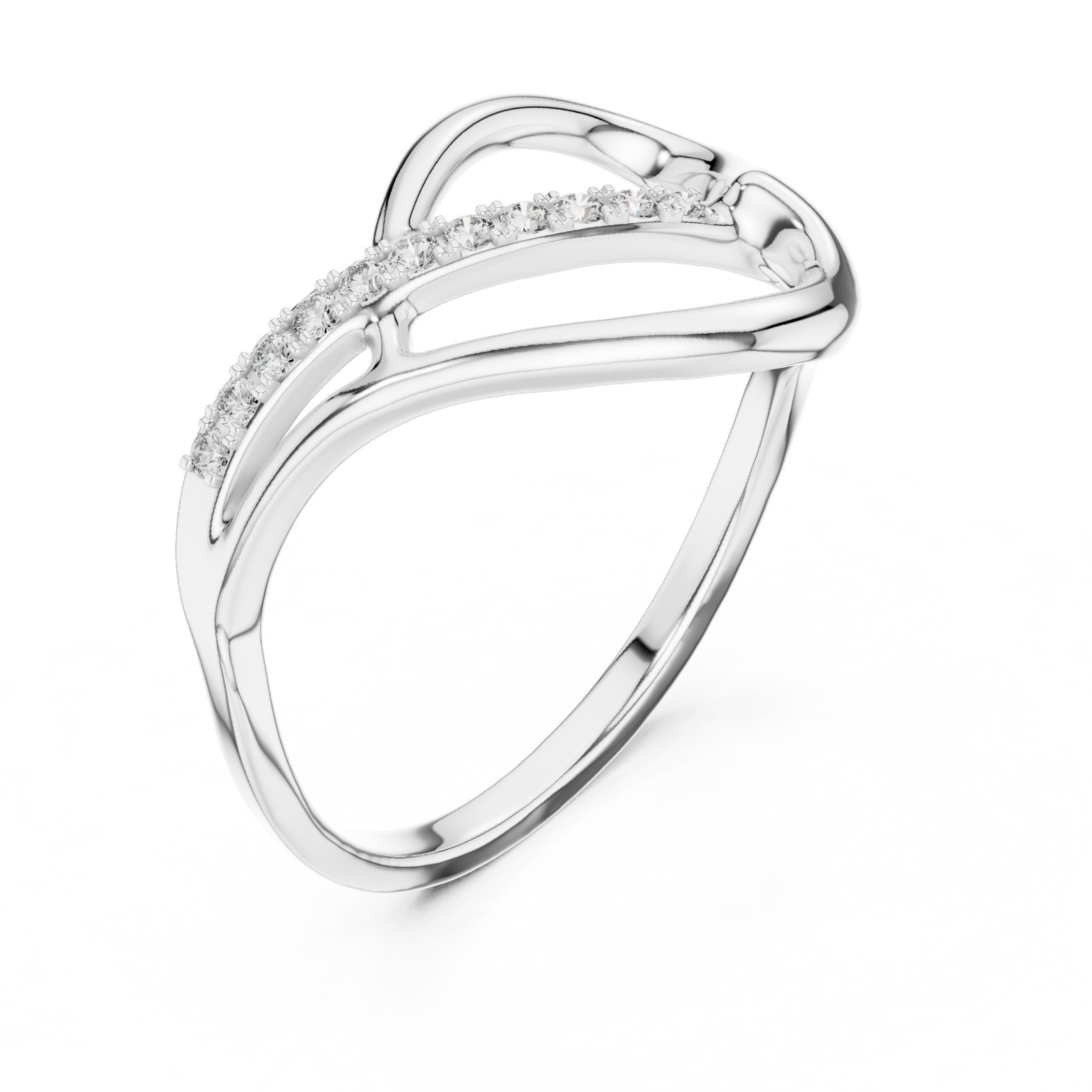 Natural Certfied Round Diamond Lovely Petite Twist Anniversary Ring 925 Silver