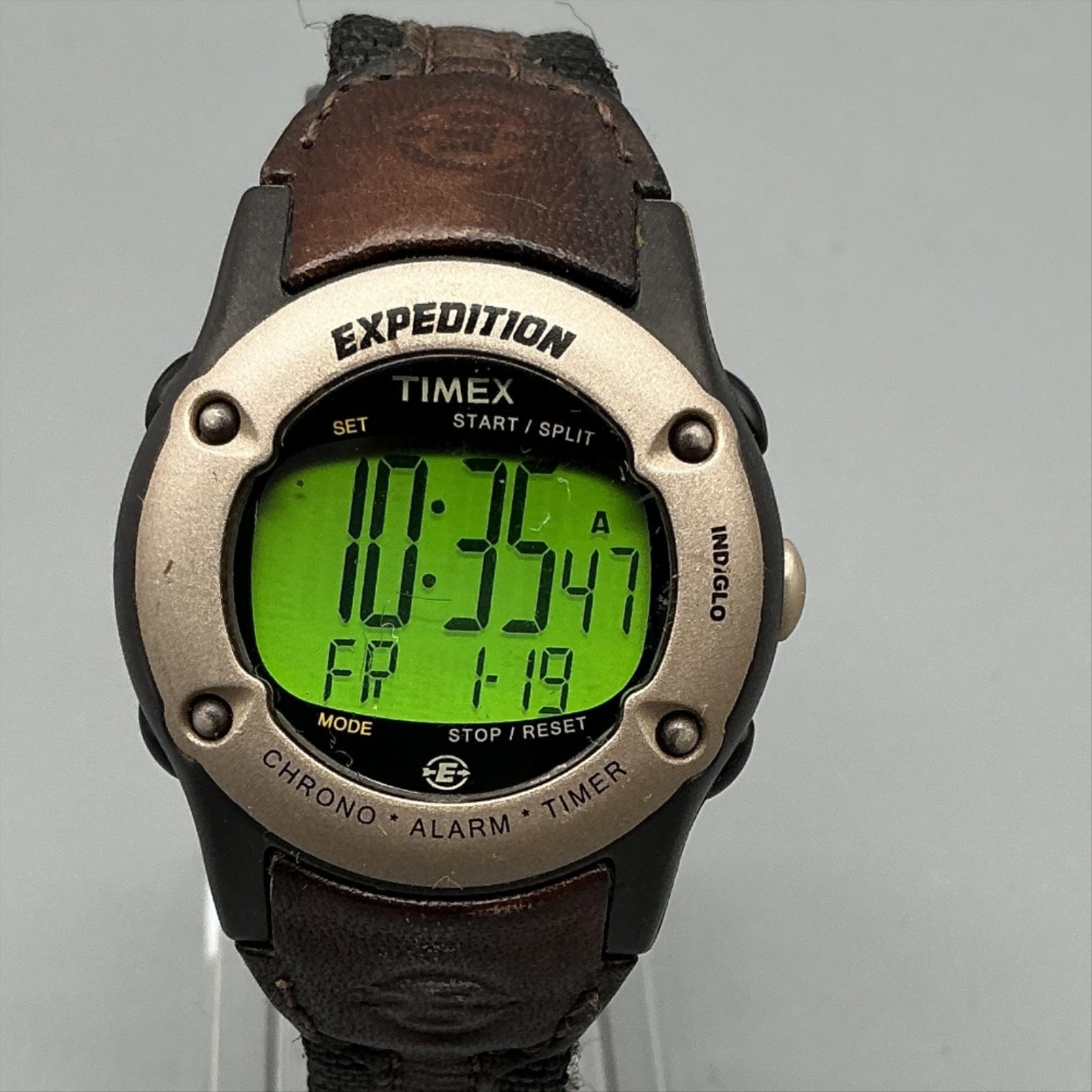Timex Expedition Women Watch 35mm Green Digital Nylon Leather Strap New Battery