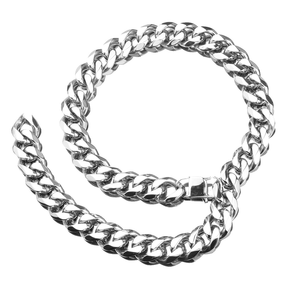 19mm 24″ Silver Heavy Men’s Chain 316L Stainless Steel CURB Cuban Link Necklace