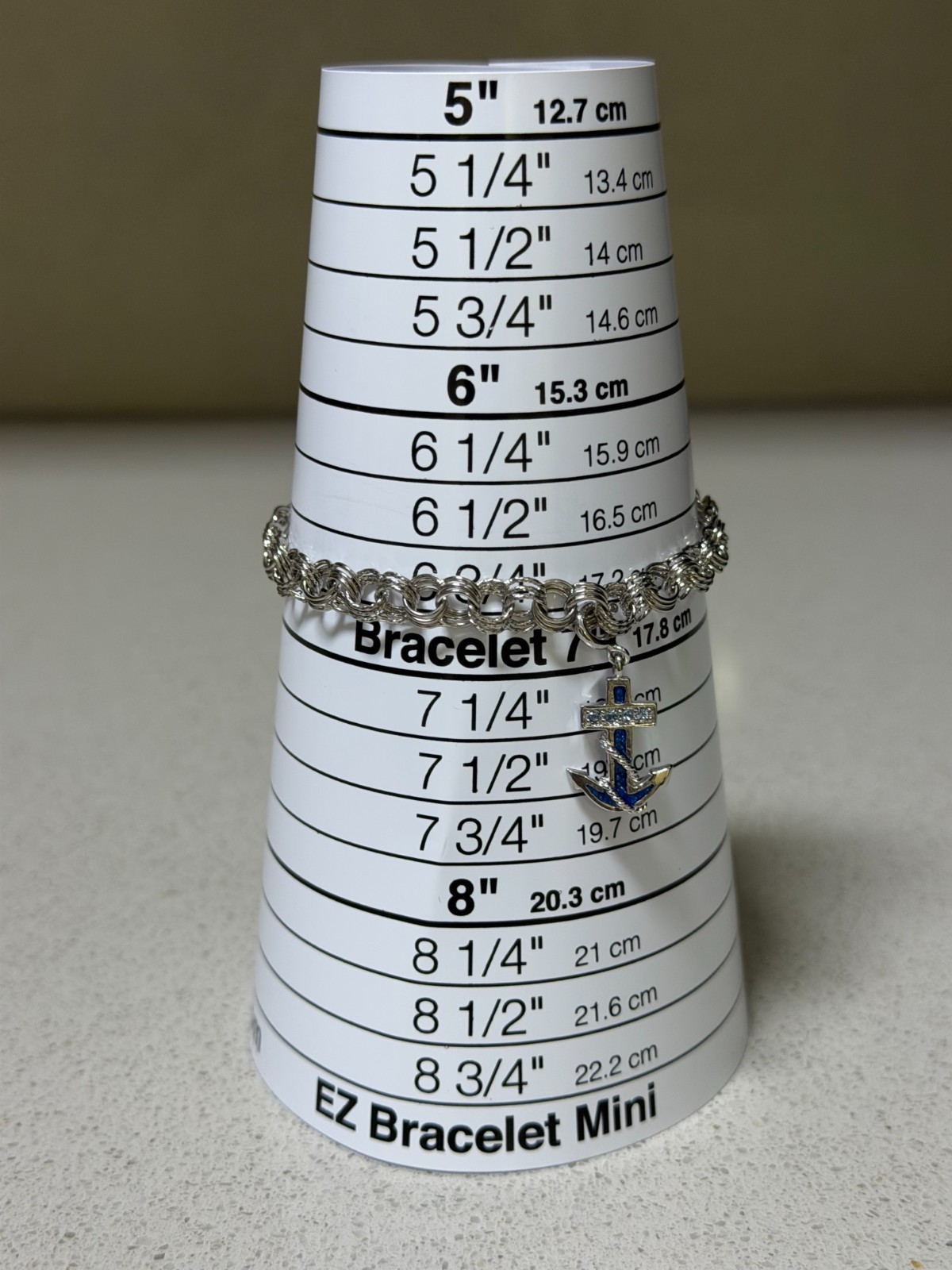 925 Silver Bracelet With Silver And Blue Anchor Pendant