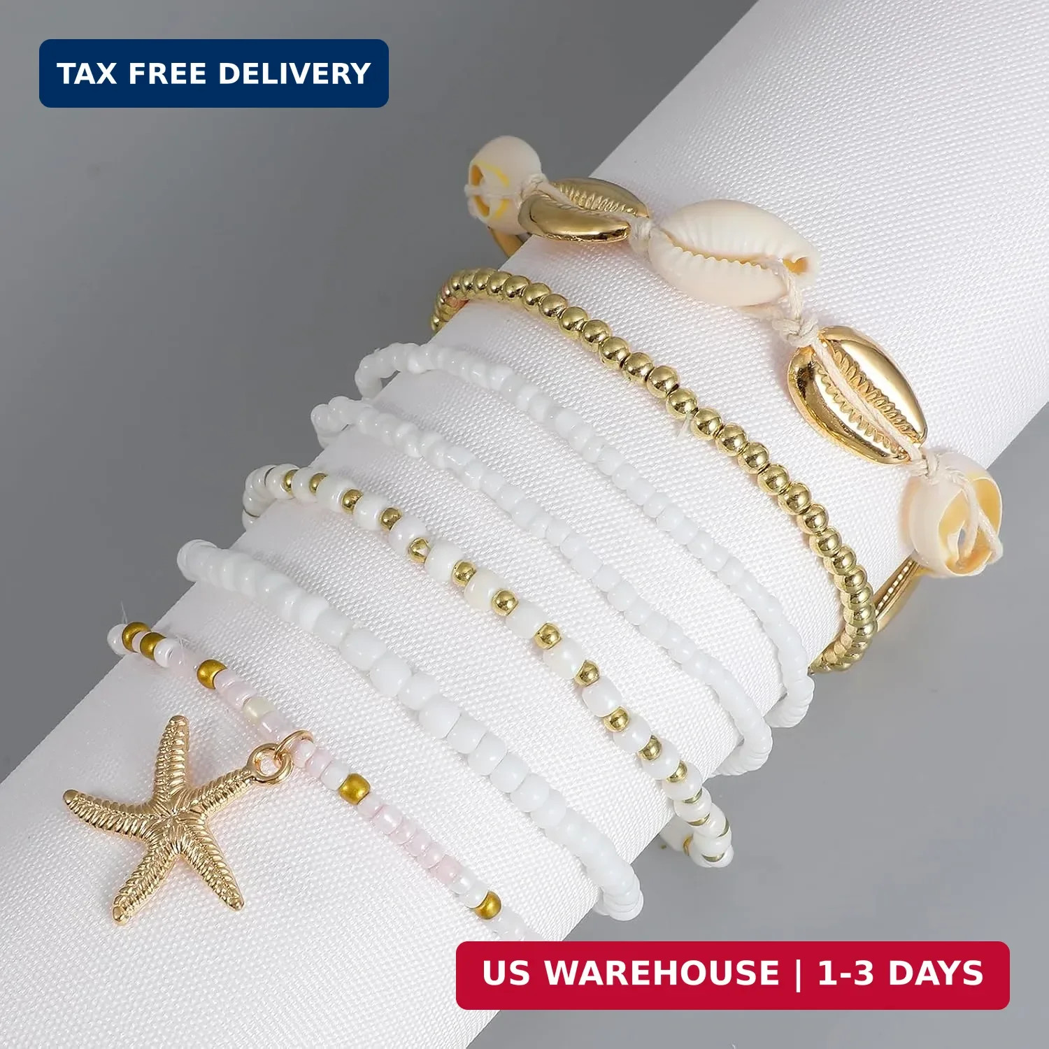 Ouligay 7PCS Boho Shell Ankle Bracelet Shell Beaded Ankle Bracelets for Women, S