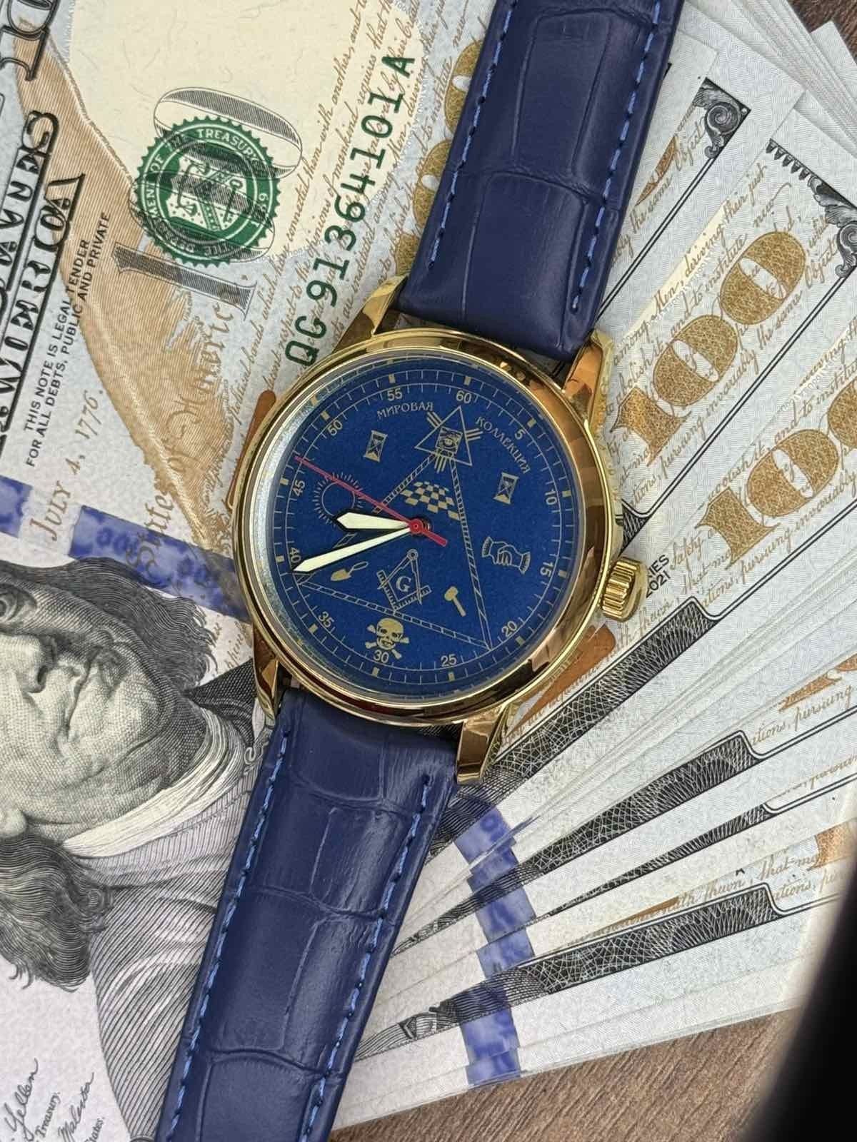 Mason Raketa 1990s Watch,Blue Soviet Mechanical Skull Men’s Wrist Pyramid USSR