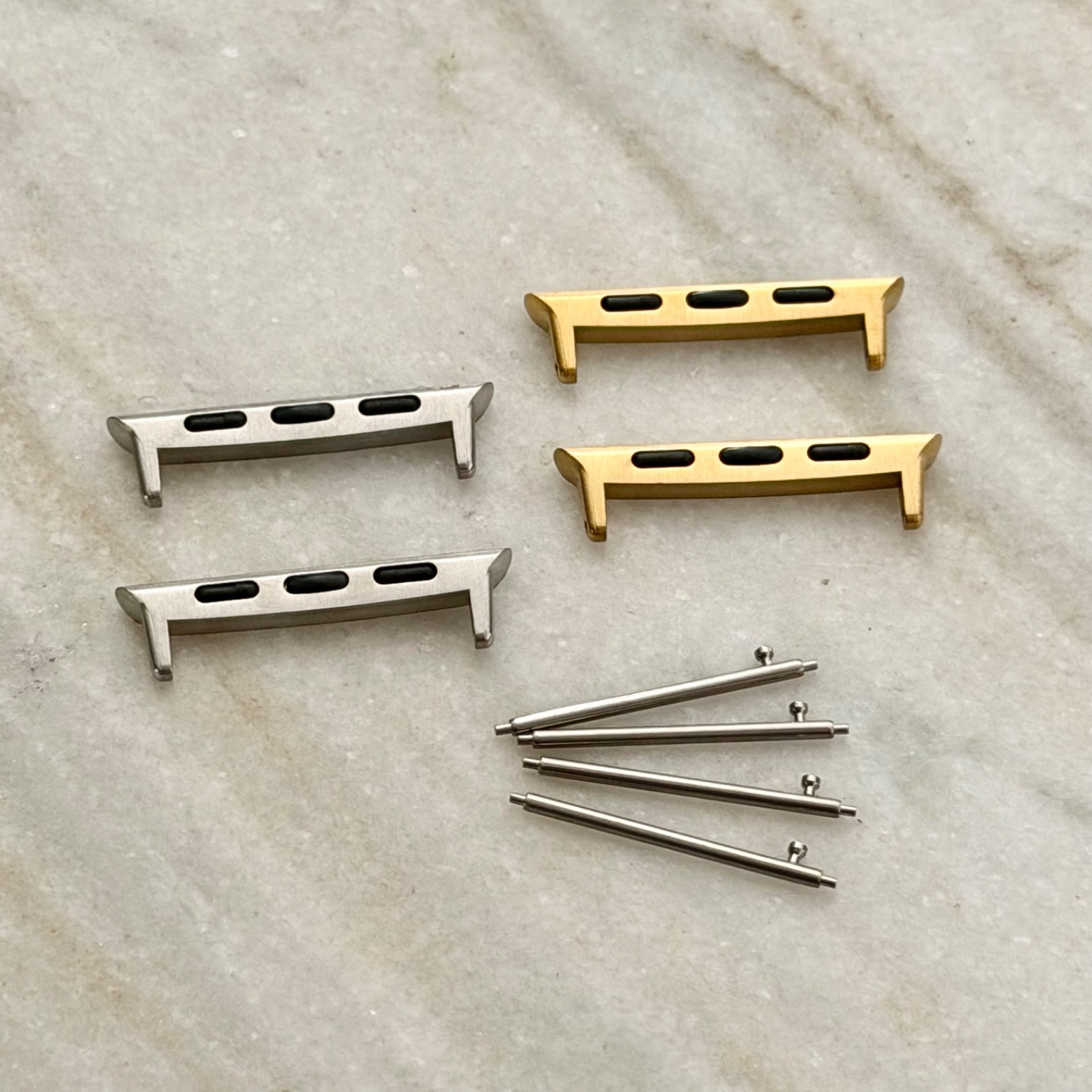 Apple Watch Band Connectors, 24mm Strap Adapters, Stainless Steel, Gold, Silver