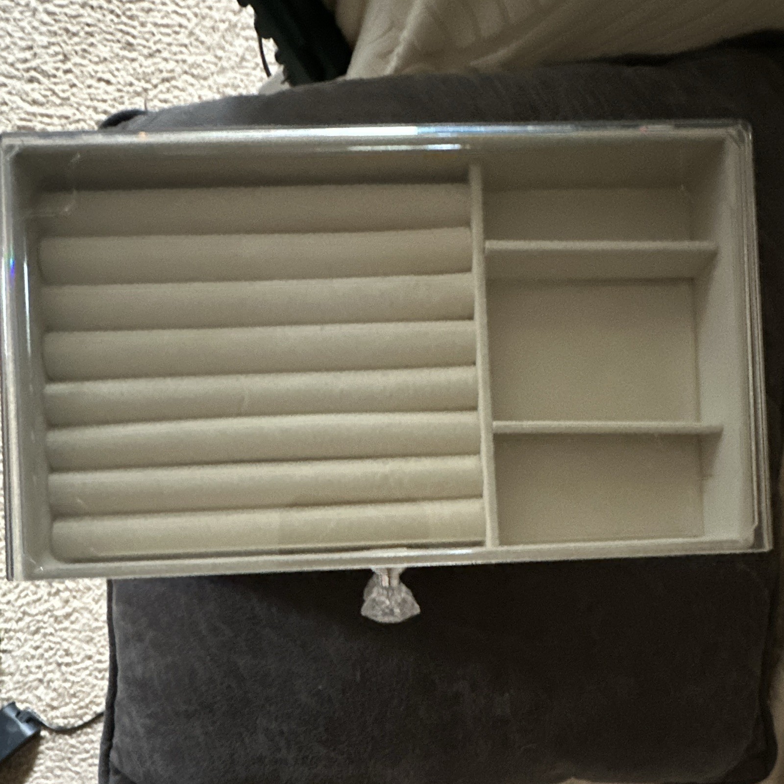 Gray Stackable Multi-Drawer Jewelry Organizer Box, Velvet Lined, Rings/Earrings