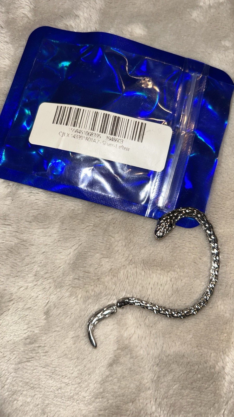 Silver Snake Cuff Auricle Earring Metal Earring