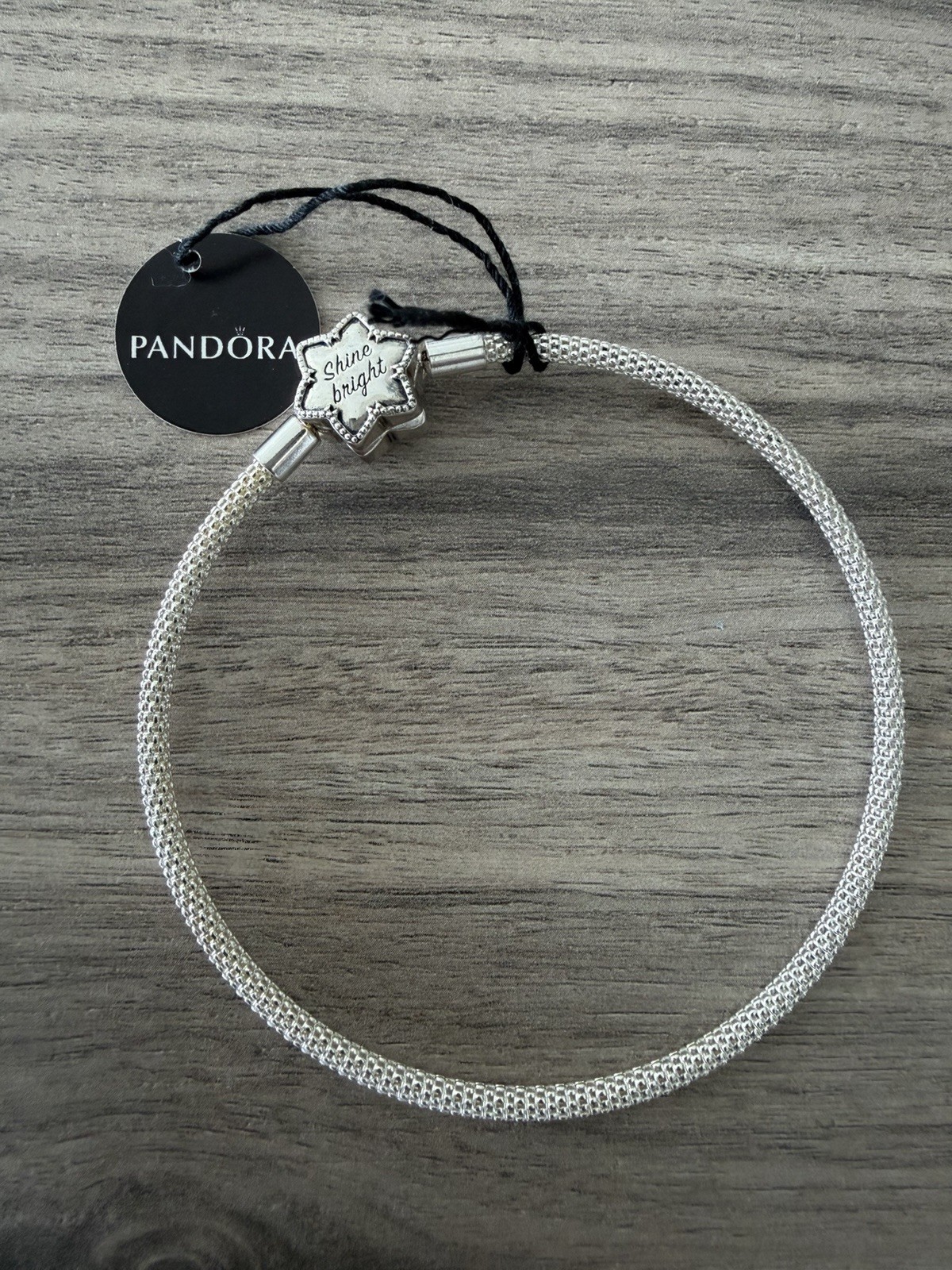 Authentic Pandora Moments Bright Snowflake Mesh Bracelet 598616C01 Sz 8.3”/21cm