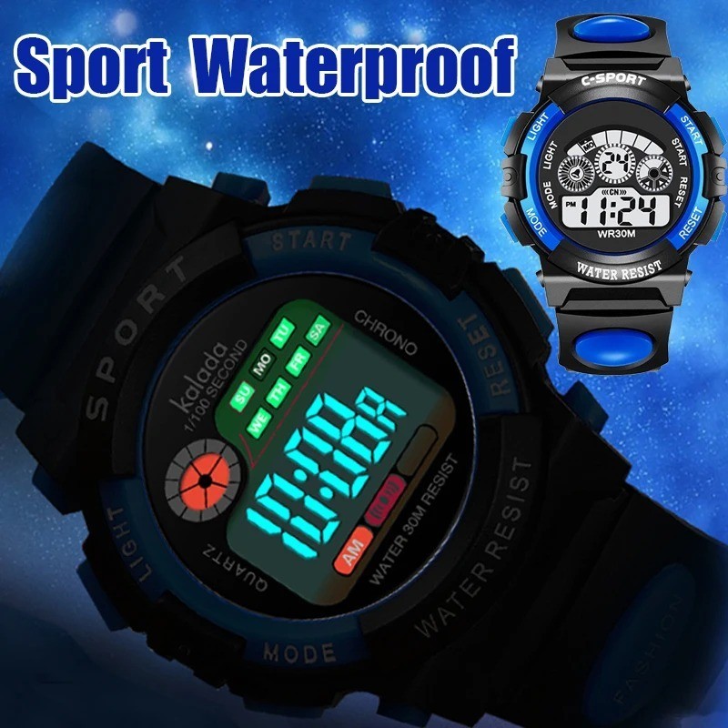 Electronic Watch Kids Digital Waterproof Children Boys Girls Sports LED Watches