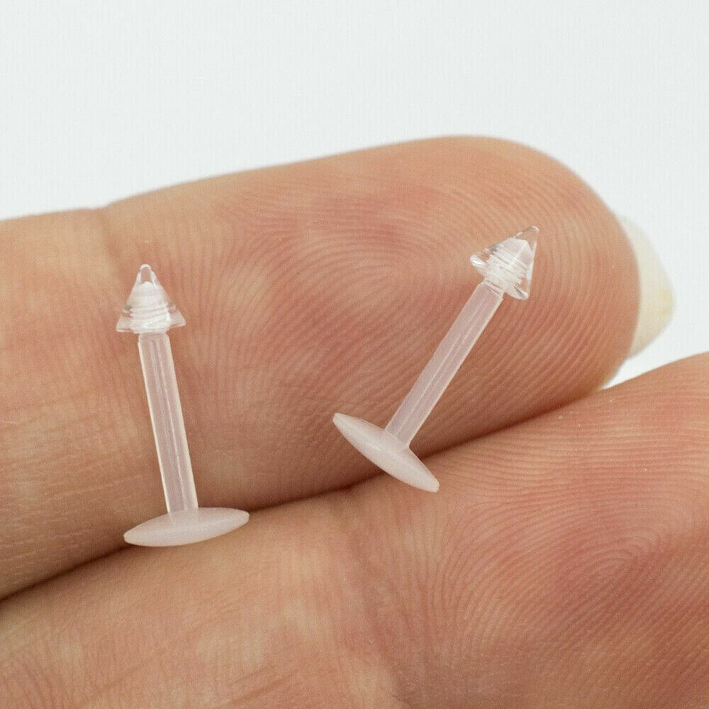 2 Bioflex Labret Stud Retainer with spike Good for Lips Cartilage 16g 5/16″