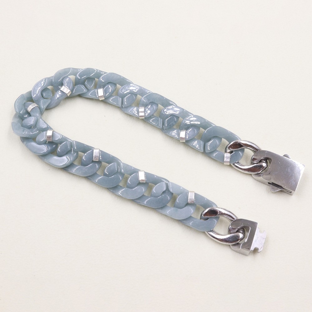 Real Grade A Natural Blue Jade Jadeite Cuban Curb Link Bracelet 5.9-8.3inch