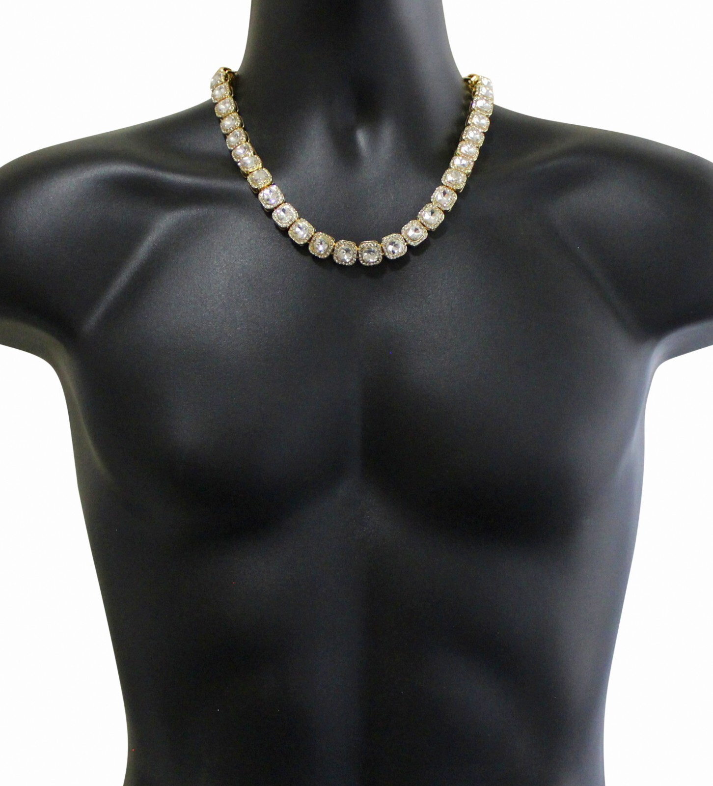 12mm Square Tennis Link Cubic Zirconia Gold Plated 16″-30″ HipHop Necklace