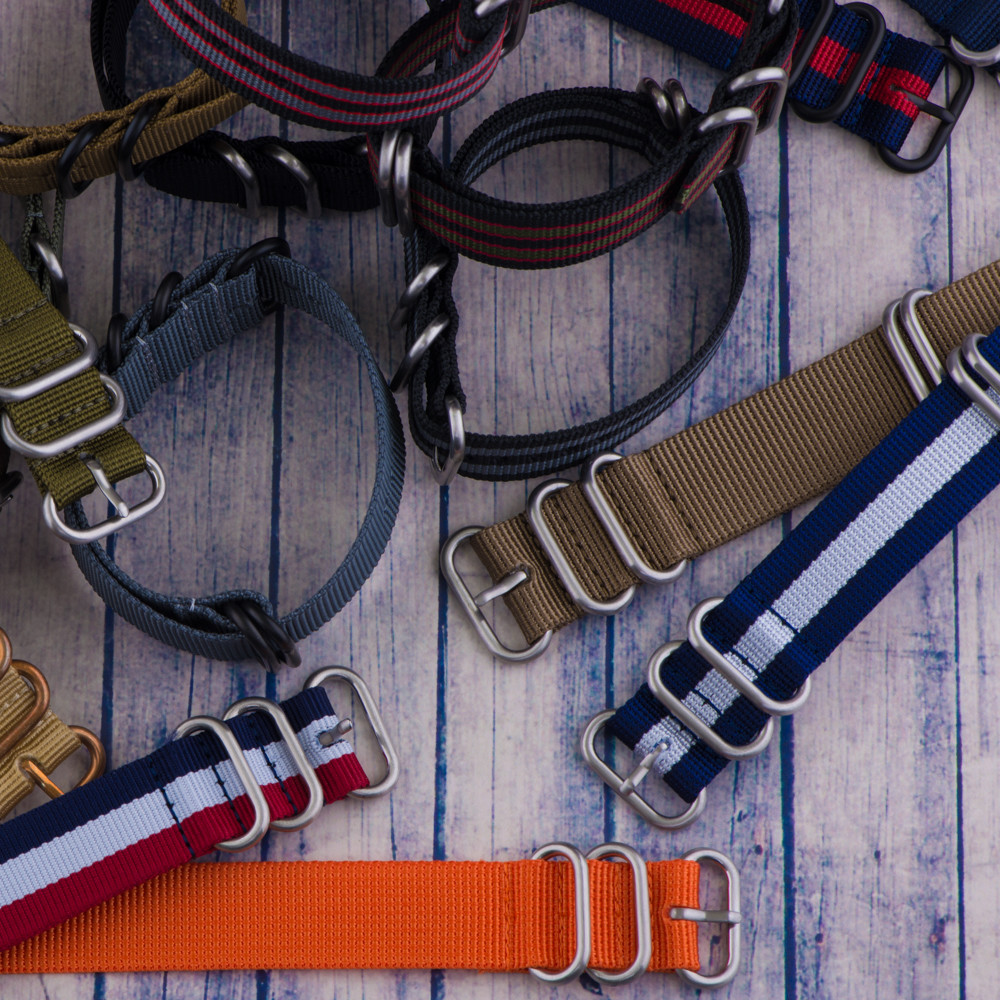 PREMIUM 5 RING SS PVD HEAVY NATO Ballistic Nylon Military Watch Strap Band