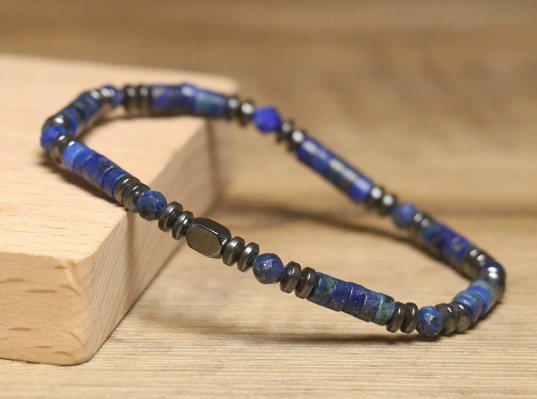 Lapis Lazuli Men Bracelet Hematite Energy Crystal Stone Minimalist Healing Gifts