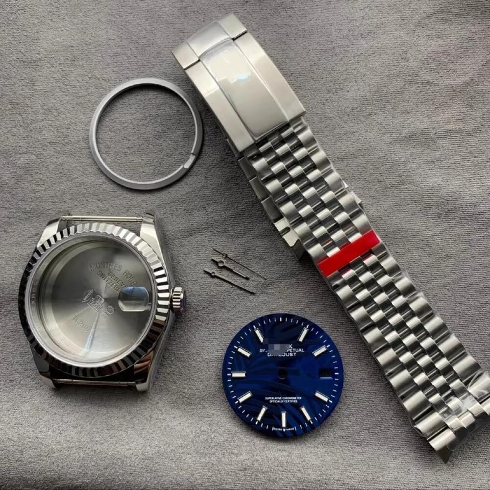 36mm Stainless Steel Watch Case Kit + Dial + Hands + Strap, Fits ETA2824 Movemen