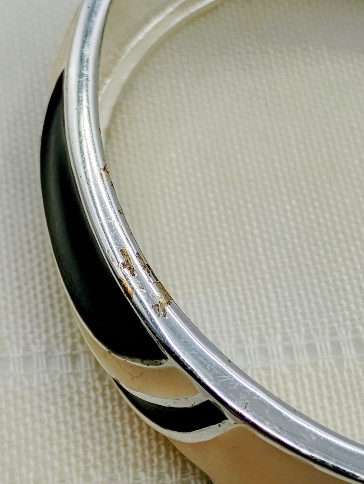 Enamel Bracelets Hinged Green with Gold & Beige W/ Black/ Silver 1970s To 1980s