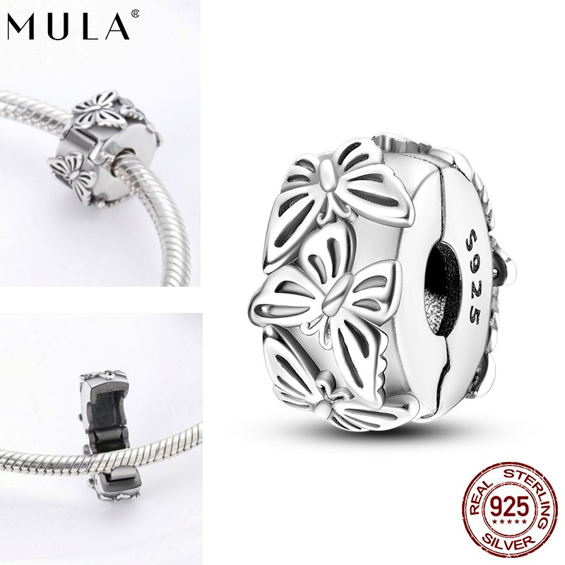 MULA New European 925 Silver DIY Charm Clip Retro Butterfly For Women Bracelet