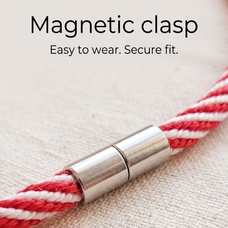 Handmade Braided Kumihimo Cord Necklace Red White Minimalist Jewelry