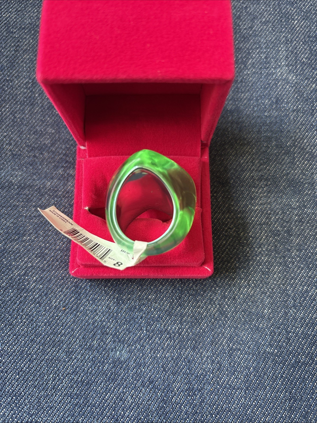 Kurt Geiger London Heart Jelly Eagle Cocktail Ring Green Size -8 New