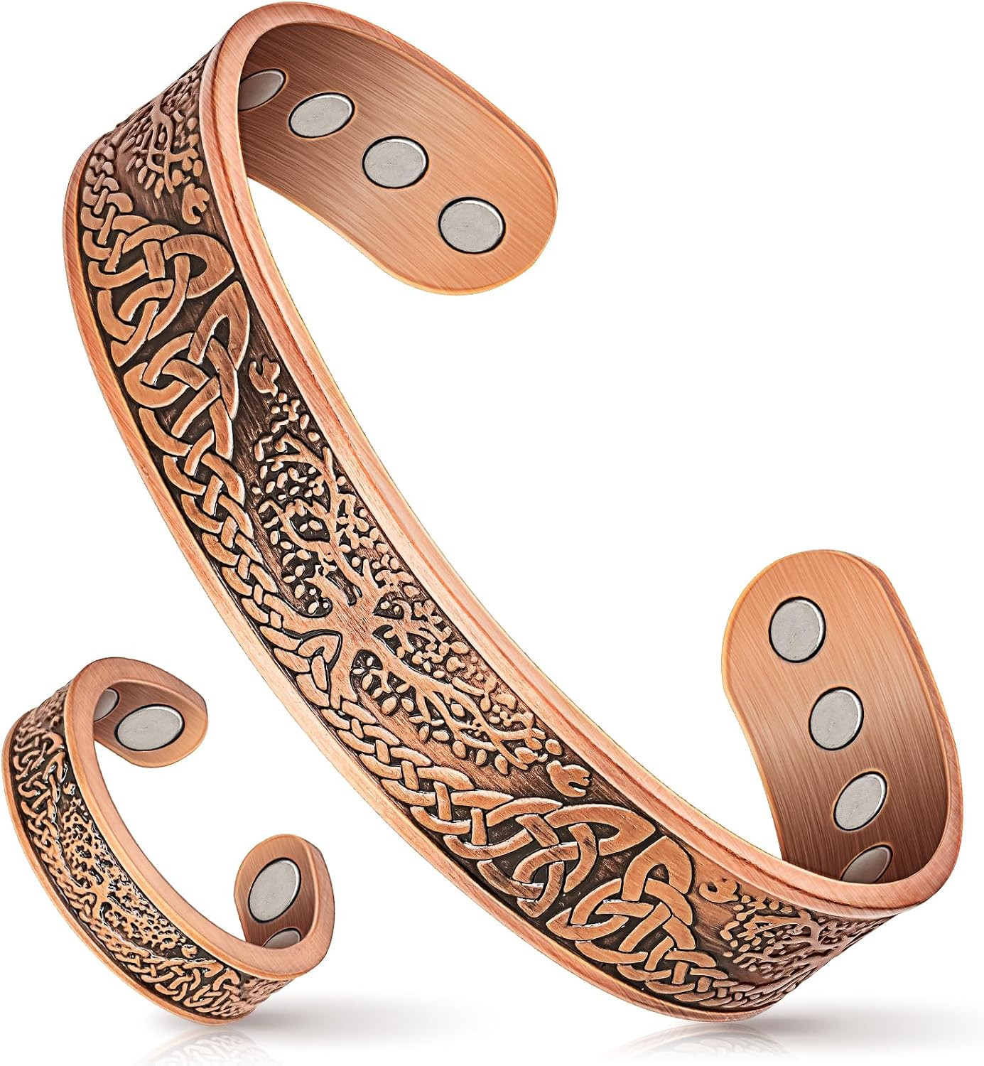 Pure Copper Magnetic Bracelet for Men & Women with Stylish Ring Gift