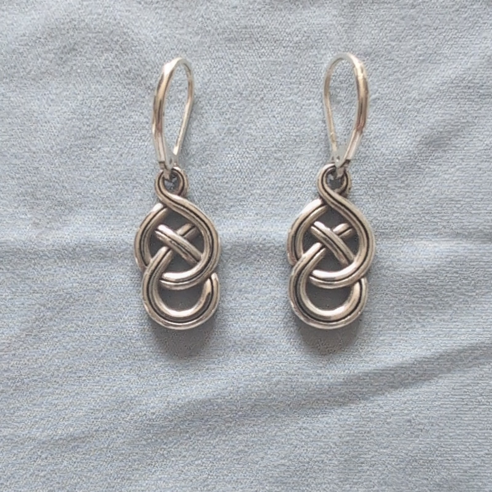 Brighton Silver Celtic Knot Dangle Leverback Earrings, No Stone
