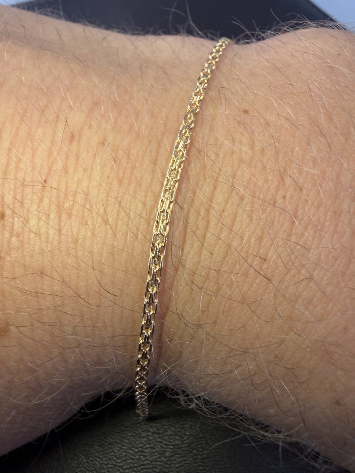 10K Solid Gold Bismark Chain Bracelet 7in 1.8mm Fine Jewelry