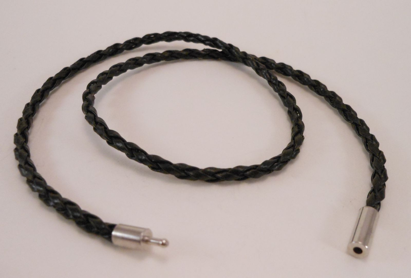 Leather Braided 3mm Black Surfer Necklace Cord w/ Bayonet Clasp