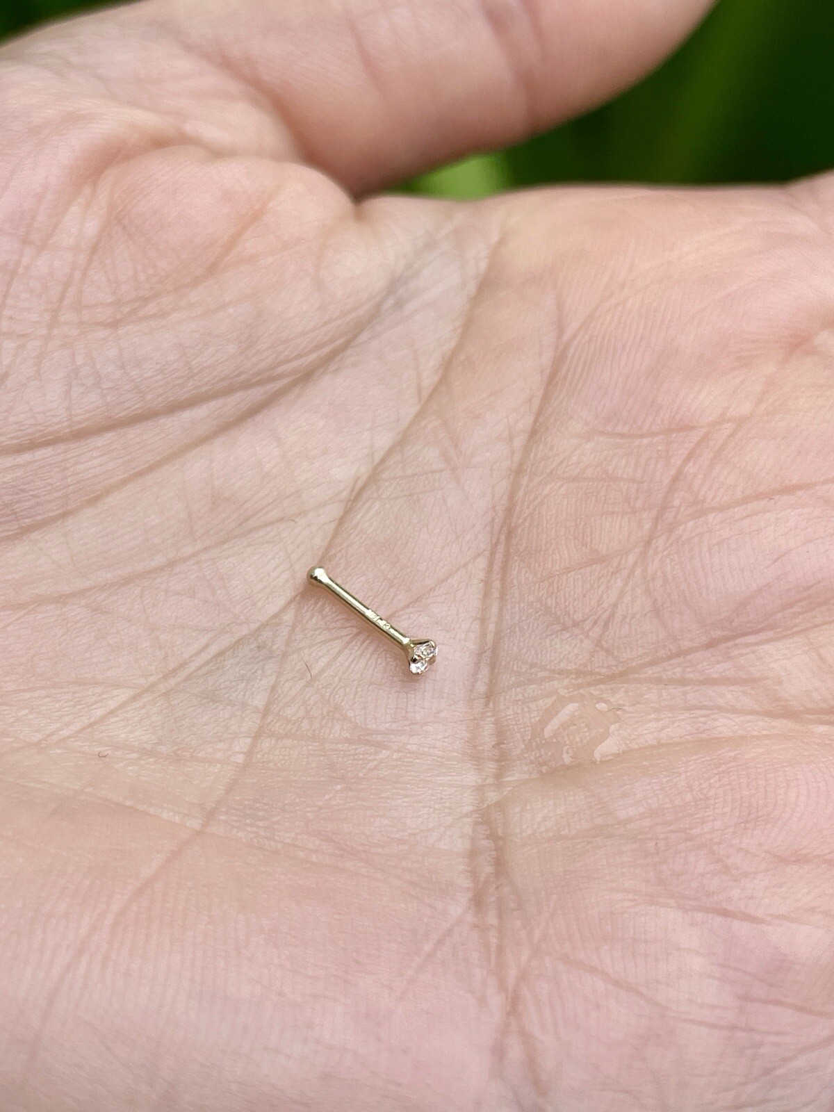 Natural Genuine Diamond Nose Stud Ring 2mm VS 14k Solid Yellow Gold 20g