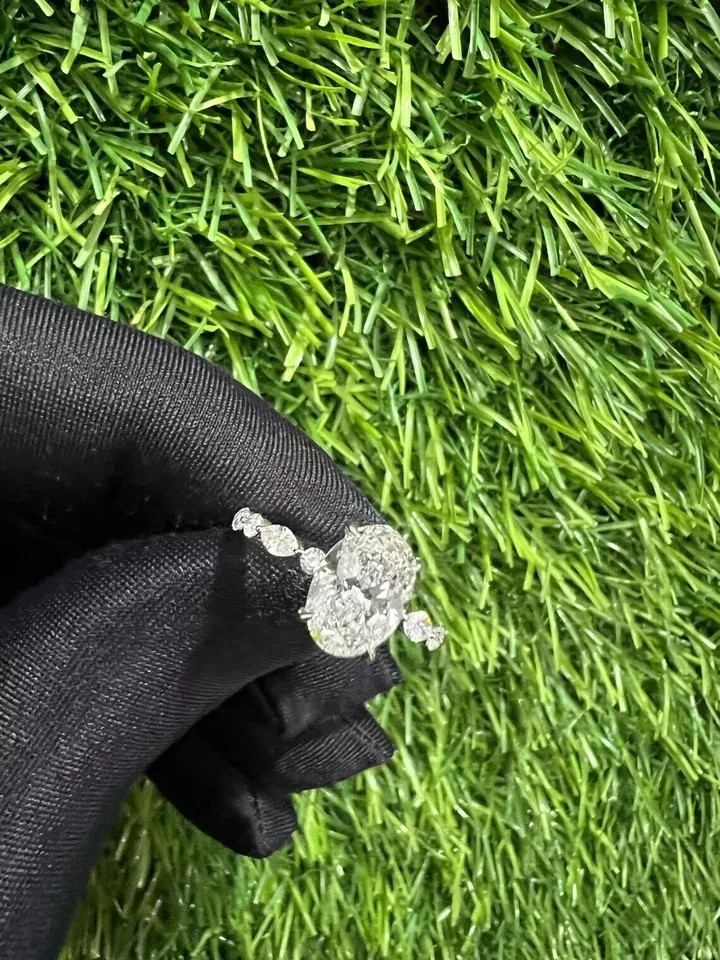 IGI Certified Lab Grown Diamond Engagement Ring 6.80 Ct Oval Cut in 950 Platinum