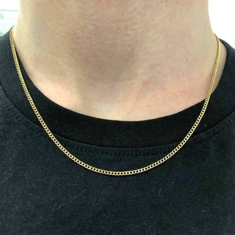 Real Genuine Solid 1/20 14K Yellow Gold Cuban Link Chain Necklace 20 In
