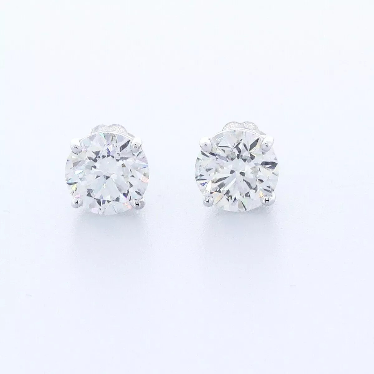 Solid 14K Yellow Gold Stud Earrings Classic 3.90 CT Round Natural Diamond F SI2