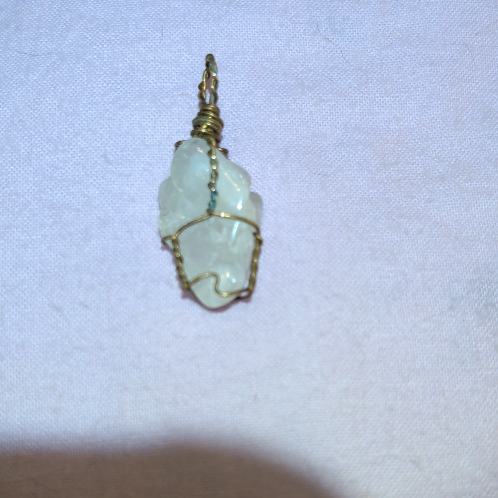 Wire Wrapped Aquarium Brass Wire Pendant. 12 Grams, Tested W/Presidium 2 gemtest