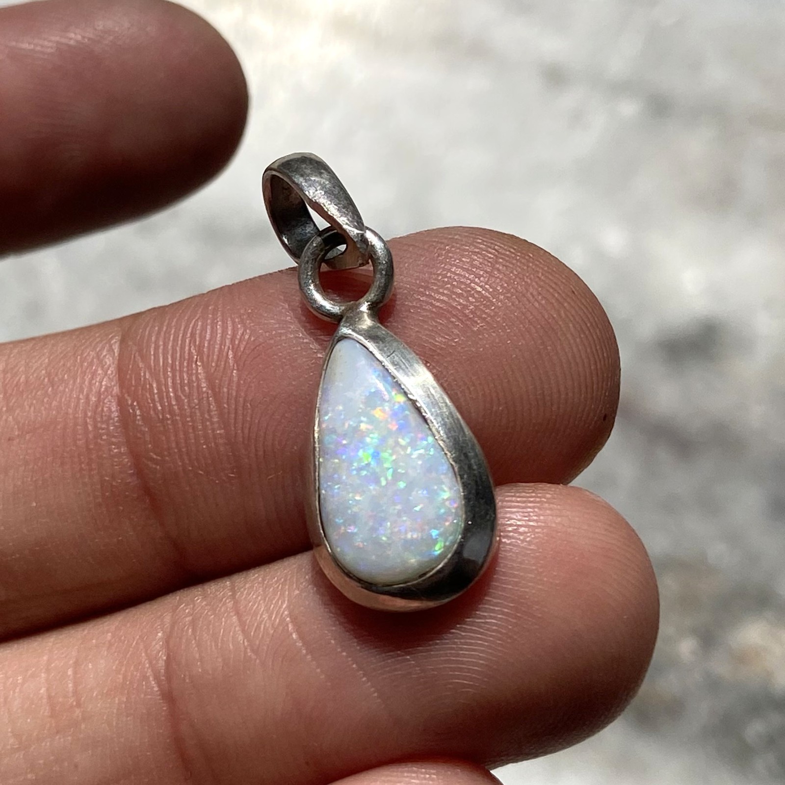 Natural Australian Multi Opal 925 Solid Sterling Silver Pendant Stone Size 12×8