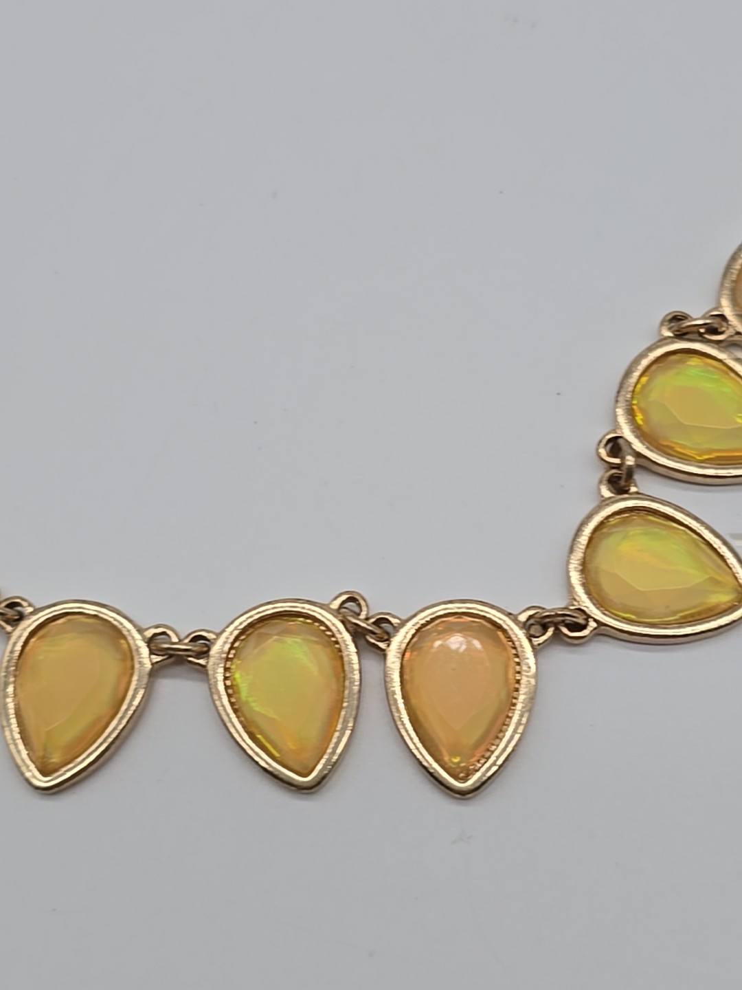 Everyday Wear Yellow Teardrop Statement Necklace and Coordinating Earrings Set