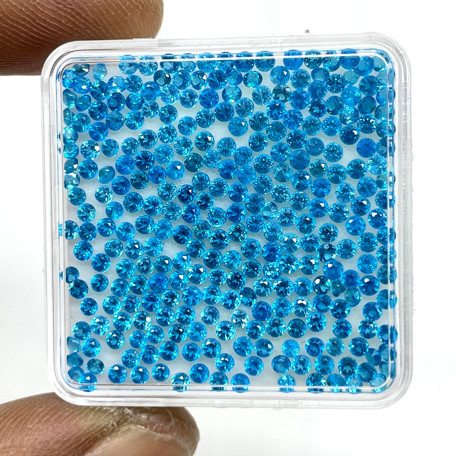25 Pcs Natural Apatite 2mm Round Diamond Cut Neon Blue Loose Gemstones Lot