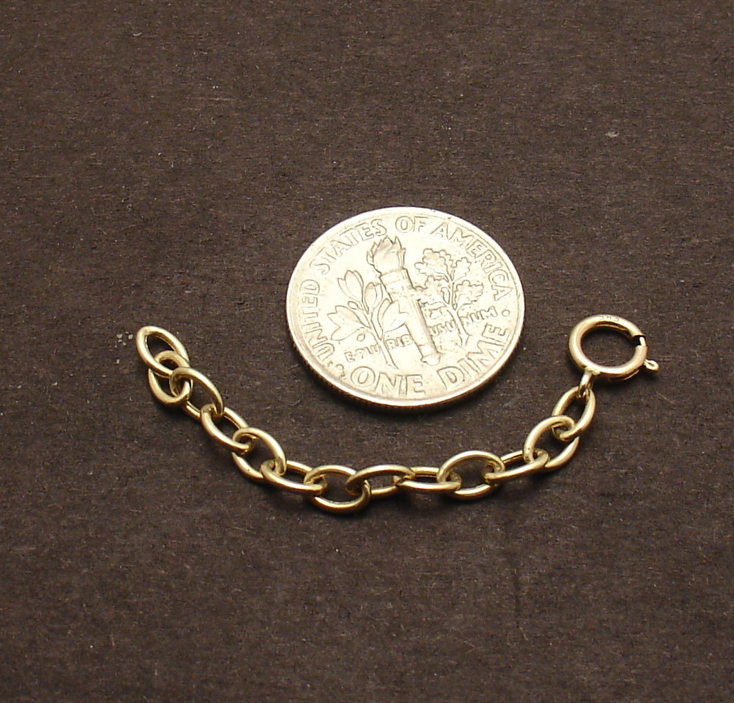 Oval Cable Chain 4 Bracelet Necklace Extender Lock Clasp Real 14K Yellow Gold