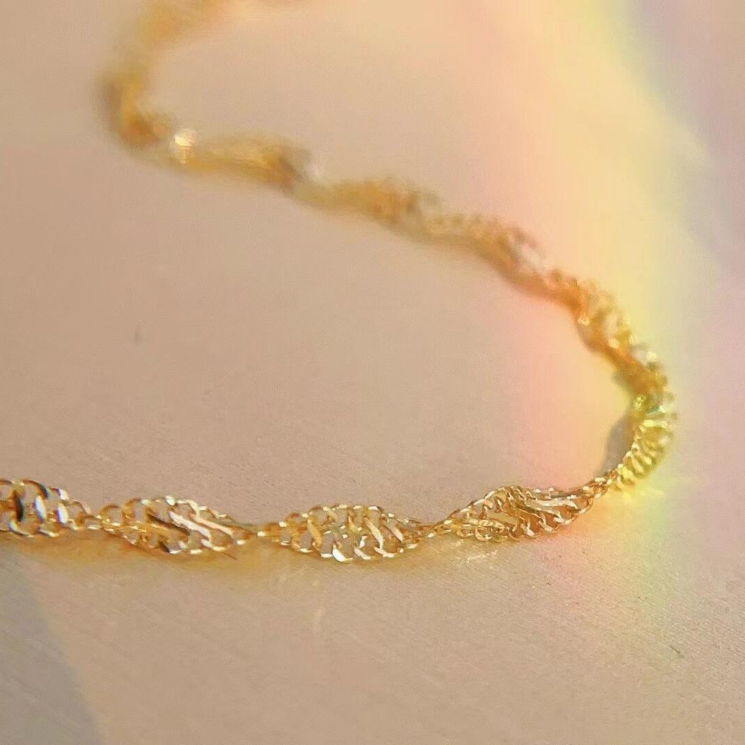 Stamped Au750 Solid 18k yellow Gold Necklace Women Gold Chain 46cm-